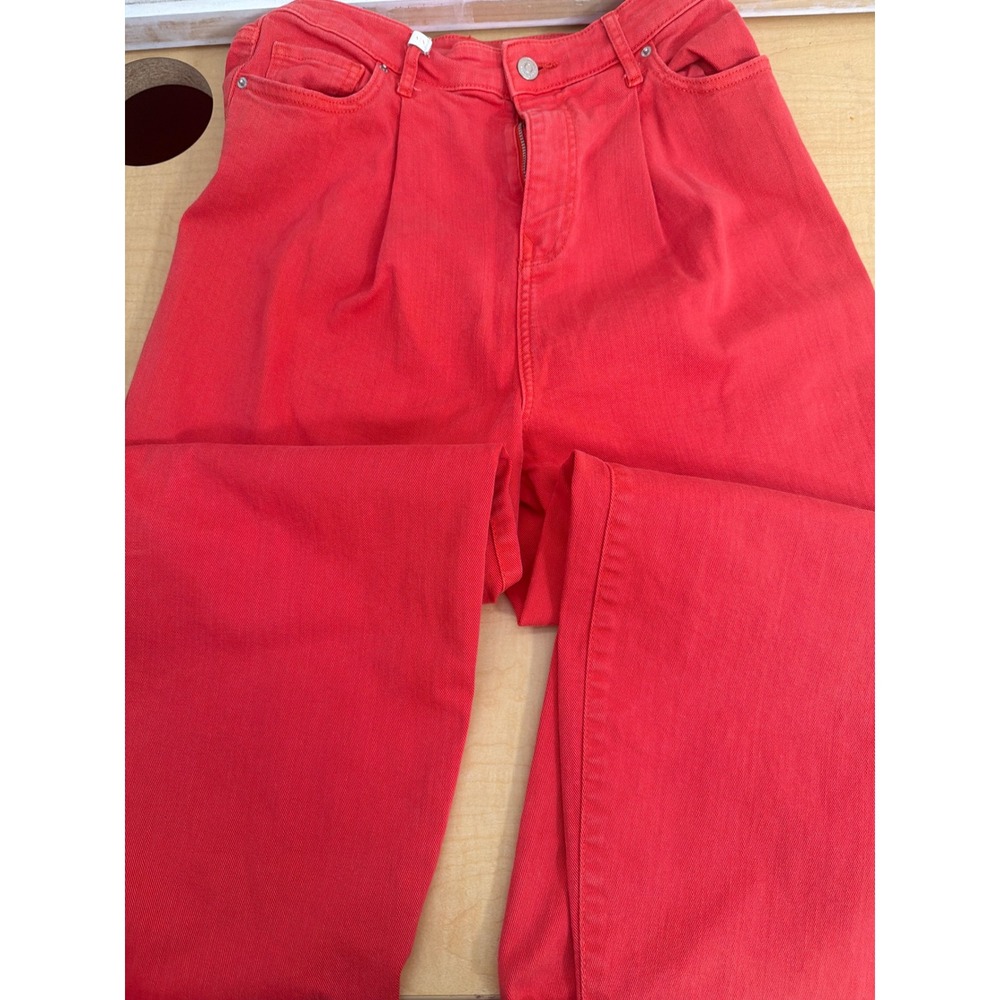 Armani Exchange J74 Belted Balloon Jeans Red High Rise Pleated Tapered Size 27